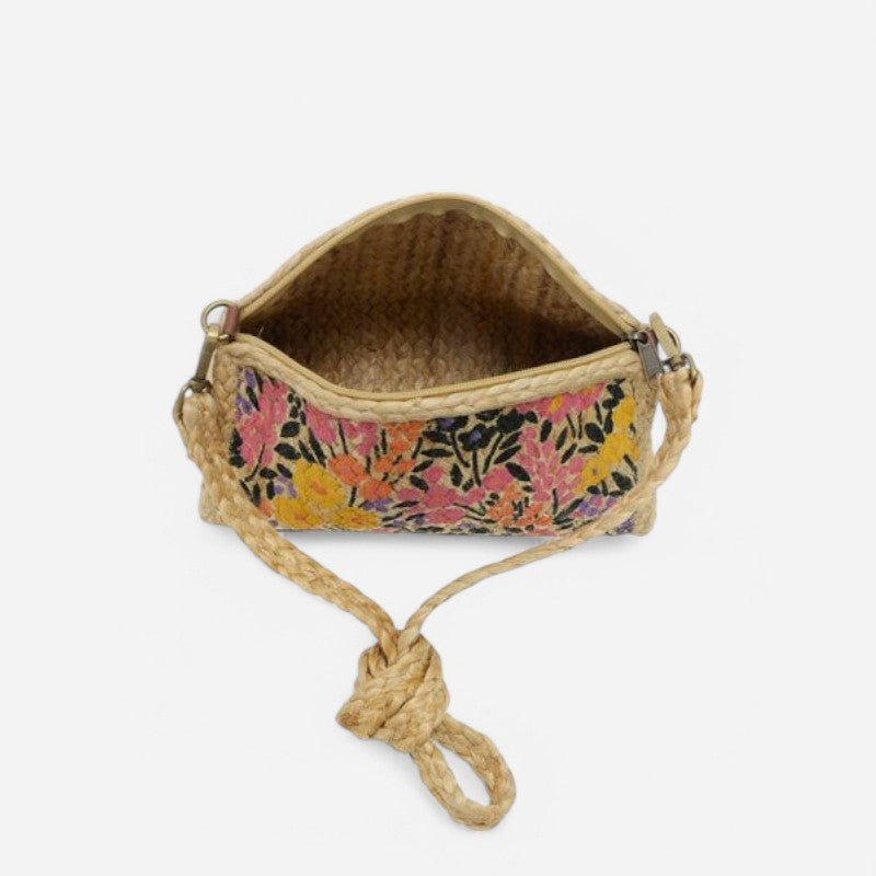 Mae Jute Crossbody Bag Multi Painted Floral Field