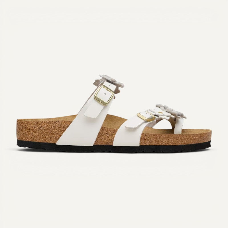 Mayari Flowers Leather White Regular
