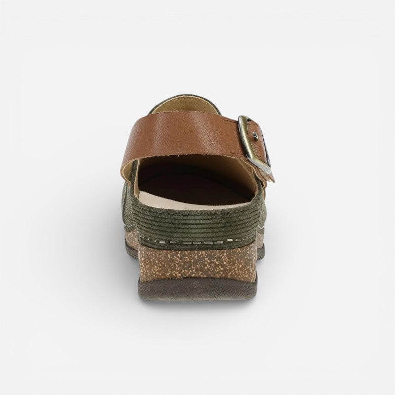 Merrin Olive Embossed Suede
