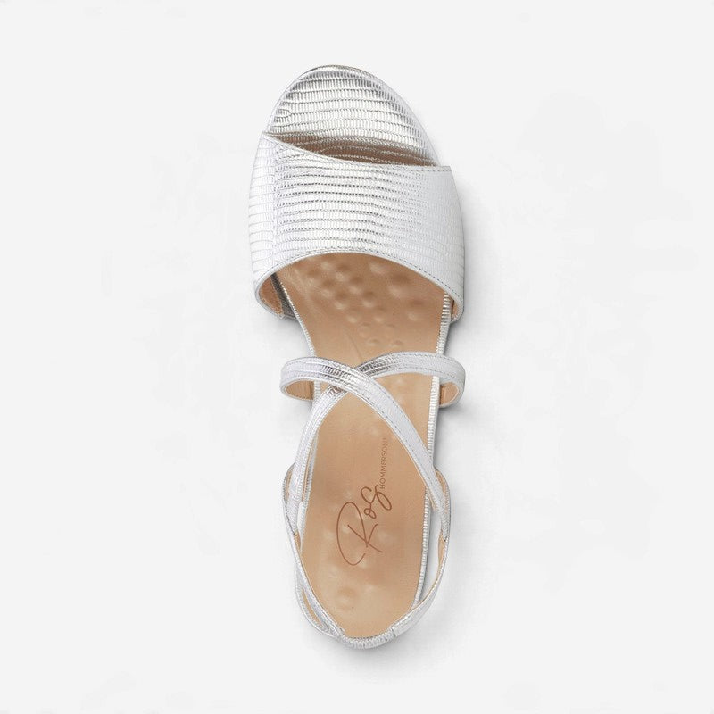 Liza Silver Lizard Print Leather