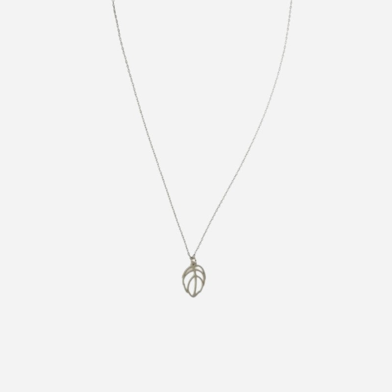 Beech Leaf Pendant Necklace Silver