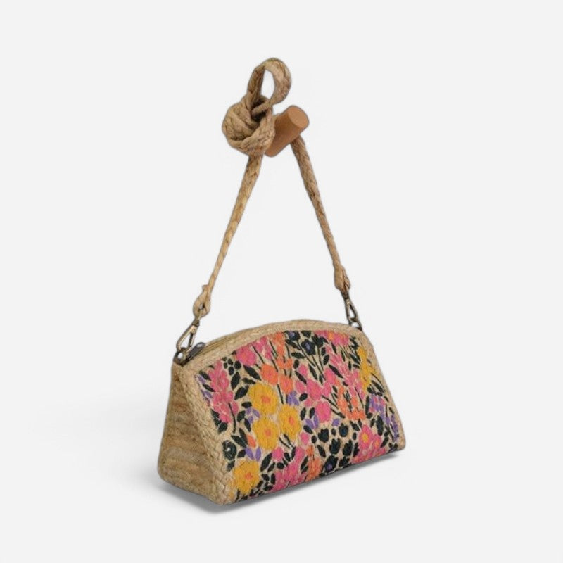 Mae Jute Crossbody Bag Multi Painted Floral Field