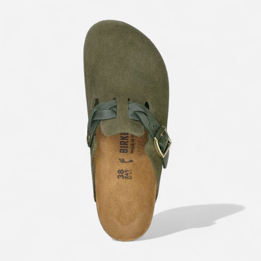 Boston Braided Thyme Suede Leather Narrow