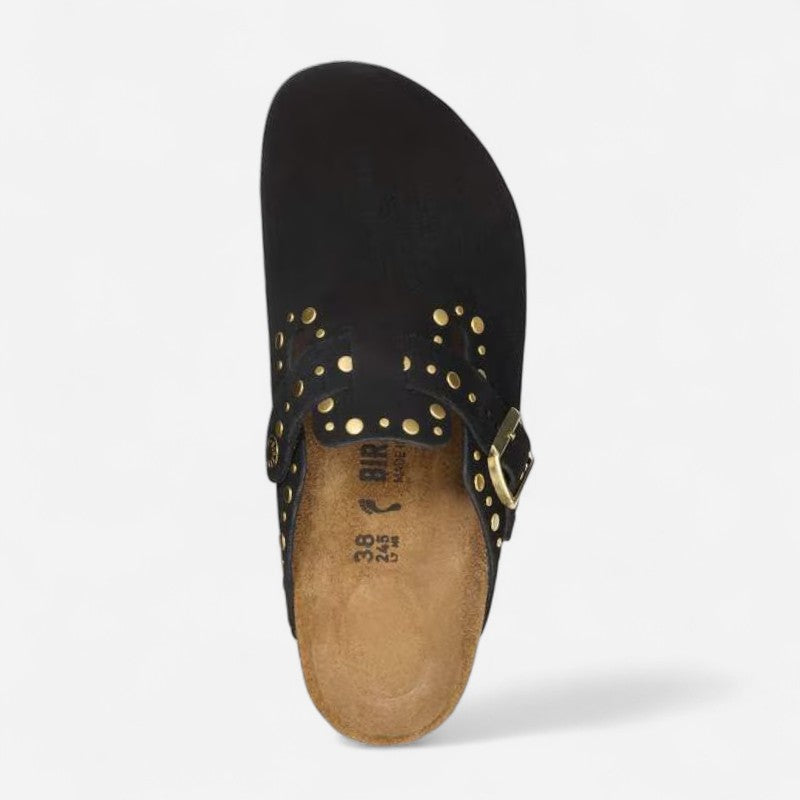 Boston Rivet Black Suede Leather Narrow